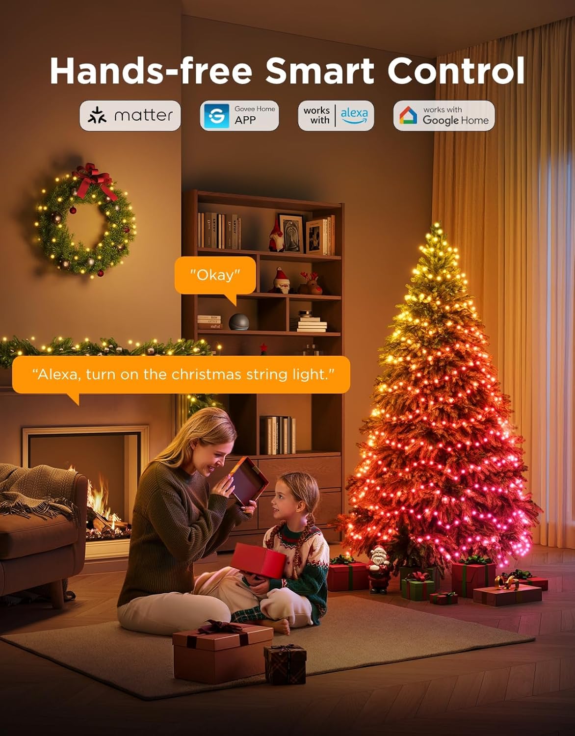 Christmas String Lights 30M RGBWIC 300 LEDs with App & Music Sync Green