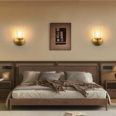 Modern Glass Wall Light, Indoor Wall Lamp with G9 Bulb 3000K/4500K/6500K, Gold Wall Sconce Lighting for Bedroom, Living Room, Corridor, and Staircase