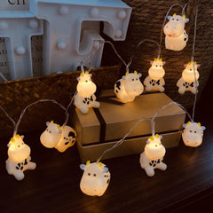 Milk Cow String Lights USB Plug in LED Animal Cow Chain Fairy Night Lights for Bedroom Child Room Birthday Party Decoration (3m/20led)