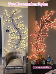 LED Cherry Blossom Vine Wall Lights with Remote and Timer, 144 LED Fairy Branch Lights for Bedroom Wall Art and Indoor Christmas Décor