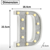 Glitter LED Letter Light D with Remote 18 Colors