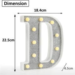 Glitter LED Letter Light D with Remote 18 Colors