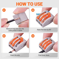 Preciva 30pcs Wire Connectors, Electrical Connector Blocks, 3 Way Compact Cable Terminals Clips Terminal Block Quick Spring, Lever Nut Assortment Conductor with Clamp 3-Port (30PCS)