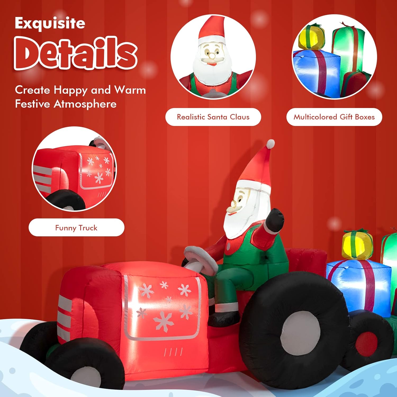 COSTWAY Inflatable Santa Claus with LED Lights – Christmas Decor
