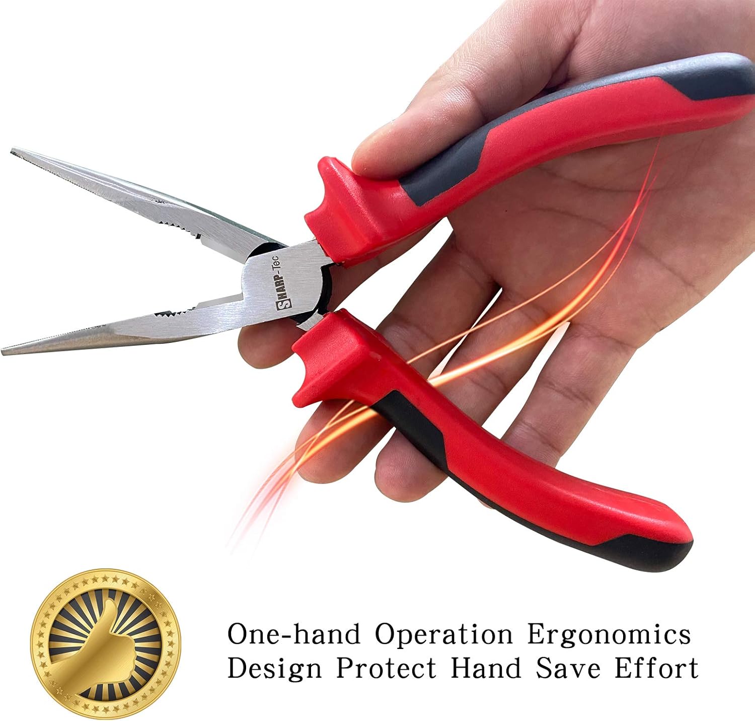 Sharp-tec 200mm Long Nose Pliers with Soft Grip Handles