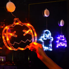 Halloween Window Lights 3 Pack Pumpkin Ghost Bat LED Decorations