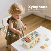 Vanplay Montessori Wooden Toy 7-in-1 – Hammer, Xylophone & Fishing Game for Toddlers