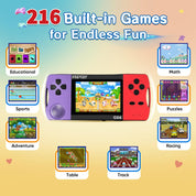16-Bit Handheld Game Console – 216 Retro Games, 3.2" IPS Screen, Rechargeable for Kids