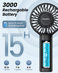 Mini Handheld Fan 3000mAh USB Rechargeable Portable Fan