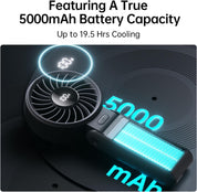 JISULIFE Handheld Fan Life7 – Ultimate Flexibility: High-Power Motor, LED Display, 5000mAh Rechargeable, 5-Speed, Foldable Design, 3-IN-1 Portable Hand/Desk/Neck Fan for Travel, Gift for Women (Black)
