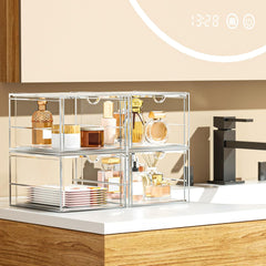 2-Pack Stackable Storage Drawers, Dustproof Cosmetic & Perfume Organizer for Home