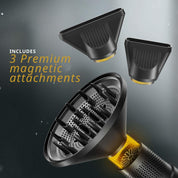Vanquish Hair Dryer – Lightweight, Quiet, LED, 3 Speeds, Cool Dry, 3 Attachments
