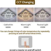 Modern Crystal LED Chandelier, 5-Ring Square Flush Mount Ceiling Light