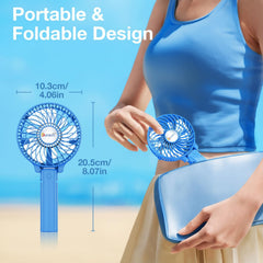 Mini Foldable USB Handheld Desk Fan 3 Speed Blue