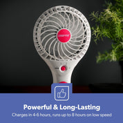 GEEPAS Rechargeable Fan | Mini Portable USB Handheld Fan for Home Office Travel Outdoor Personal Use | 3 Speed Settings 8Hr Run Time | Ultra Quiet Lightweight Air Circulator | 2 Year Warranty Orange