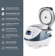 Yum Asia Panda Mini Rice Cooker 3.5 Cup White & Grey
