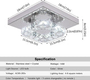 Modern Square K9 Crystal LED Chandelier Flush Mount Ceiling Light