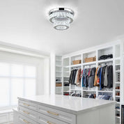 Crystal LED Ceiling Light 30cm, Modern Flush Mount Chandelier 30W