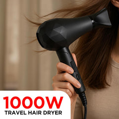 Travel Hair Dryer 1000W – Status Styling Technology, Dual Voltage, Lightweight & Foldable