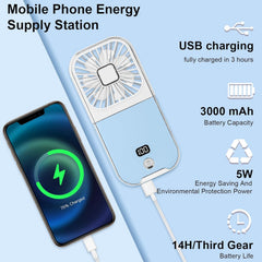 Folding Handheld Fan with LED Display & Power Bank
