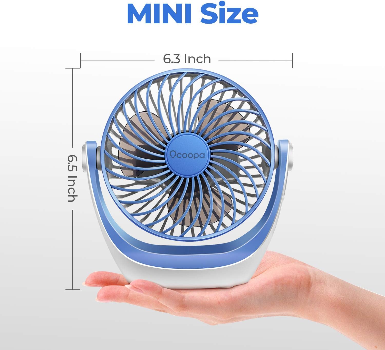 OCOOPA USB Desk Fan Table Fan with Strong Airflow & Quiet Operation, Portable Cooling Fan Speed Adjustable 360°Rotatable Head for Home Office Bedroom Table and Desktop