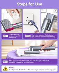Travel Clothes Steamer, 15s Fast Heat-up, clothes steamer handheld, 20 Minutes of Continuous Ironing Handheld Garment Steamer for Travel and Home (Purple)