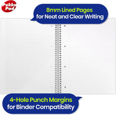 A4+ Metallic Jotta Notebook, 200 Pages, 80 GSM, Lined & 4-Hole Punched, Wirebound