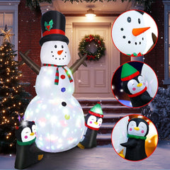 Garden decorated with 8FT inflatable snowman