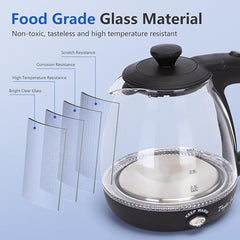 Small Electric Glass Kettle with Tea Infuser, 2200W 1L Keep Warm Cordless Water Boiler – Black – Abel 30A59