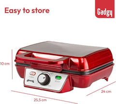 Waffle Maker 1000W – Double Non-Stick Plates, Adjustable Temperature, LED Indicator, Cool-Touch Handle for Breakfast & Desserts