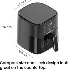 Air Fryer 3.75L – Compact Hi-Fry Technology for Crisp Results, Easy-View Window, 4 Presets, Touch Controls – Black