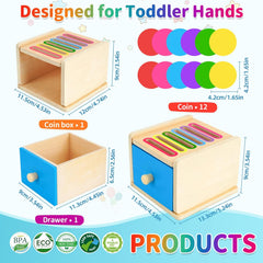 Montessori Coin Box Toy for Toddlers 1-3 Years Gift
