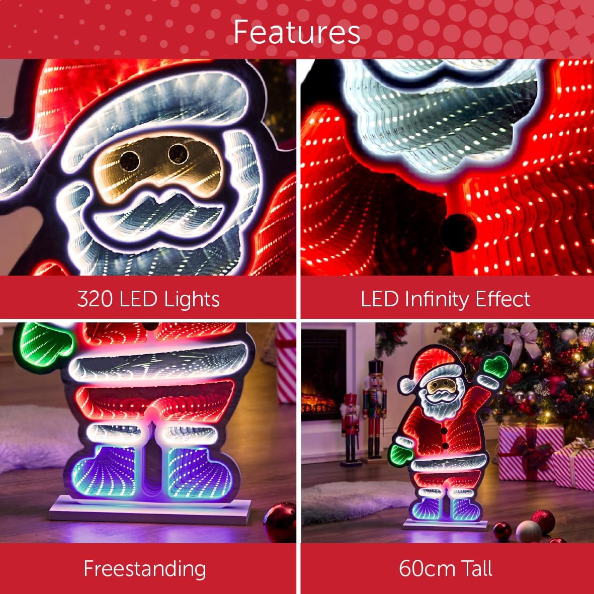 Double-sided LED Santa Christmas light