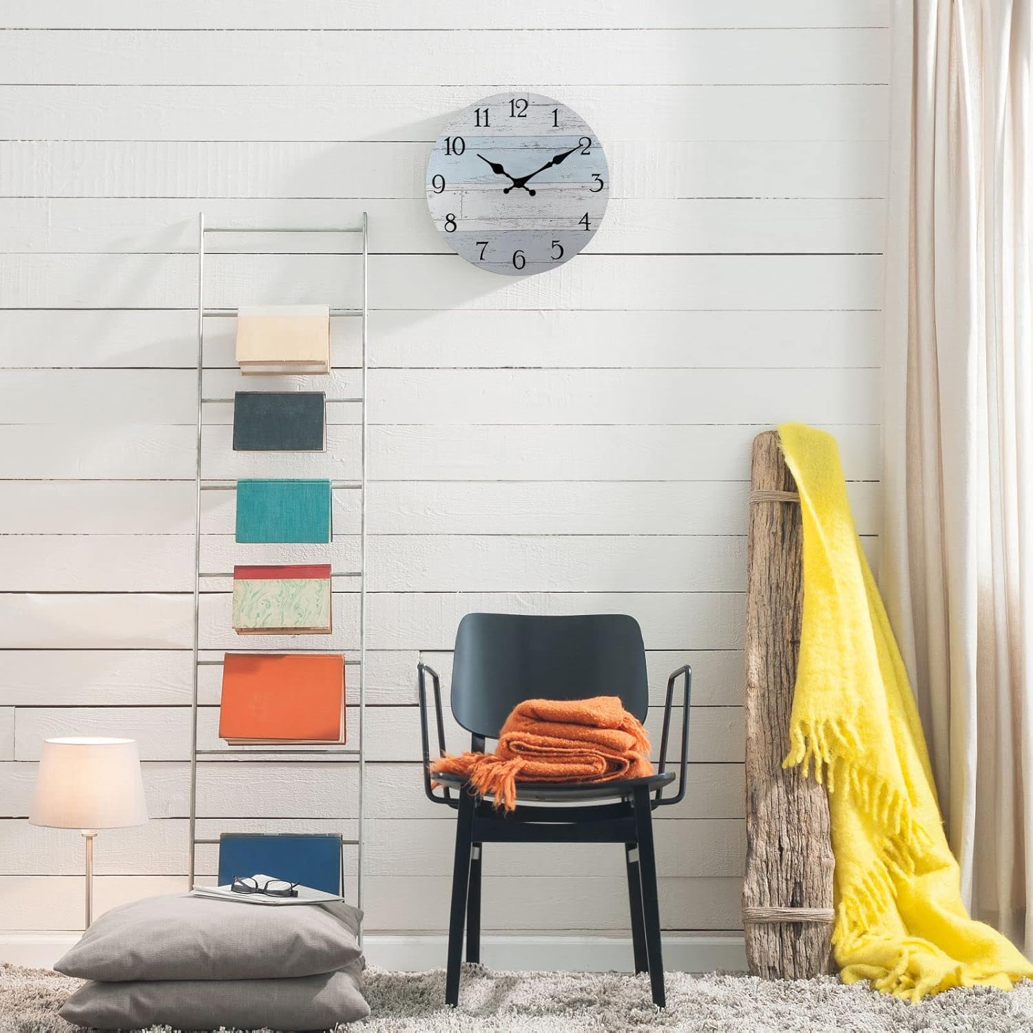 Frameless Wooden Wall Clock – Silent Quartz, Rustic Decorative for Home
