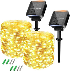 98FT 260LED Solar String Lights Outdoor Garden Waterproof,[2Pack]Total 30M Solar Fairy Lights Extra-Long,8 Modes Copper Wire Solar Powered Outdoor Lights/Outside Decor Lighting for Garden Patio Yard