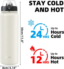 1L Stainless Steel Water Bottle – Vacuum Insulated, Leakproof Flask with Straw