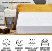 Double Mattress Protector – Quilted Deep Pocket, Hypoallergenic & Breathable Pad