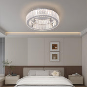 Modern Crystal Ceiling Light LED Chandelier Flush Mount with Remote
