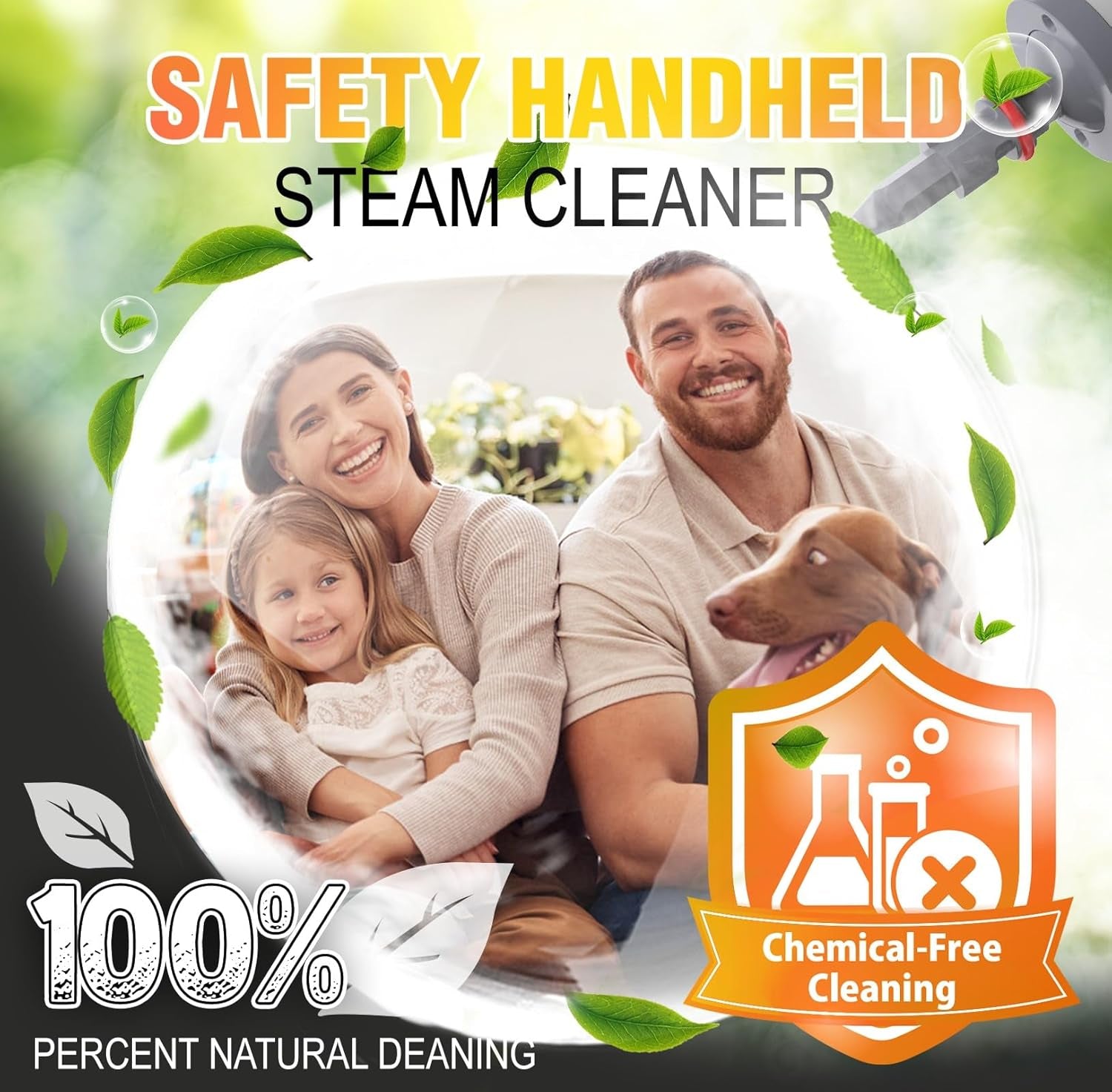 Hand Held Steam Cleaner, 450ml Capacity Portable High Pressure Steam Cleaners with 11 Accessories, Easy And Effortless Steam Cleaner Handheld for Kitchen, Sofa, Car, Floors And Windows