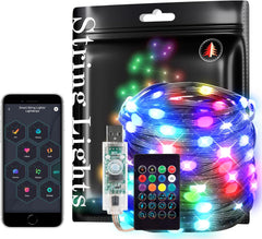 String Lights RGB IC WS2812B IC 5m 50leds USB IP67 Waterproof Transparent Cable USB LED String Lights with 24Buttons LED Remote Music Sync Funny Modes Colour Chasing