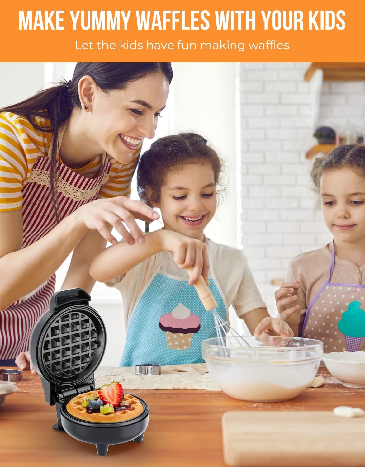 Mini Waffle Maker 4 Inch – Compact Breakfast Waffle Iron, Nonstick Snack, Chaffle & Hash Browns, 550W Grey