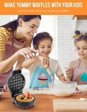 Mini Waffle Maker 4 Inch – Compact Breakfast Waffle Iron, Nonstick Snack, Chaffle & Hash Browns, 550W Grey
