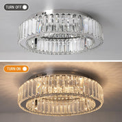 Modern Crystal Ceiling Light LED Chandelier Flush Mount with Remote