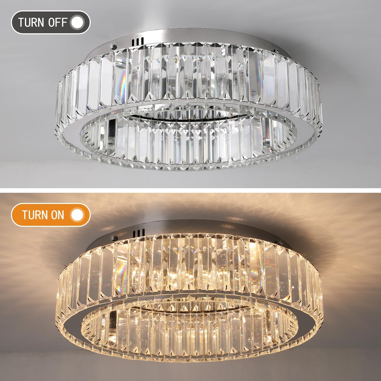 Crystal LED Ceiling Light Modern Flush Mount Chandelier Lamp