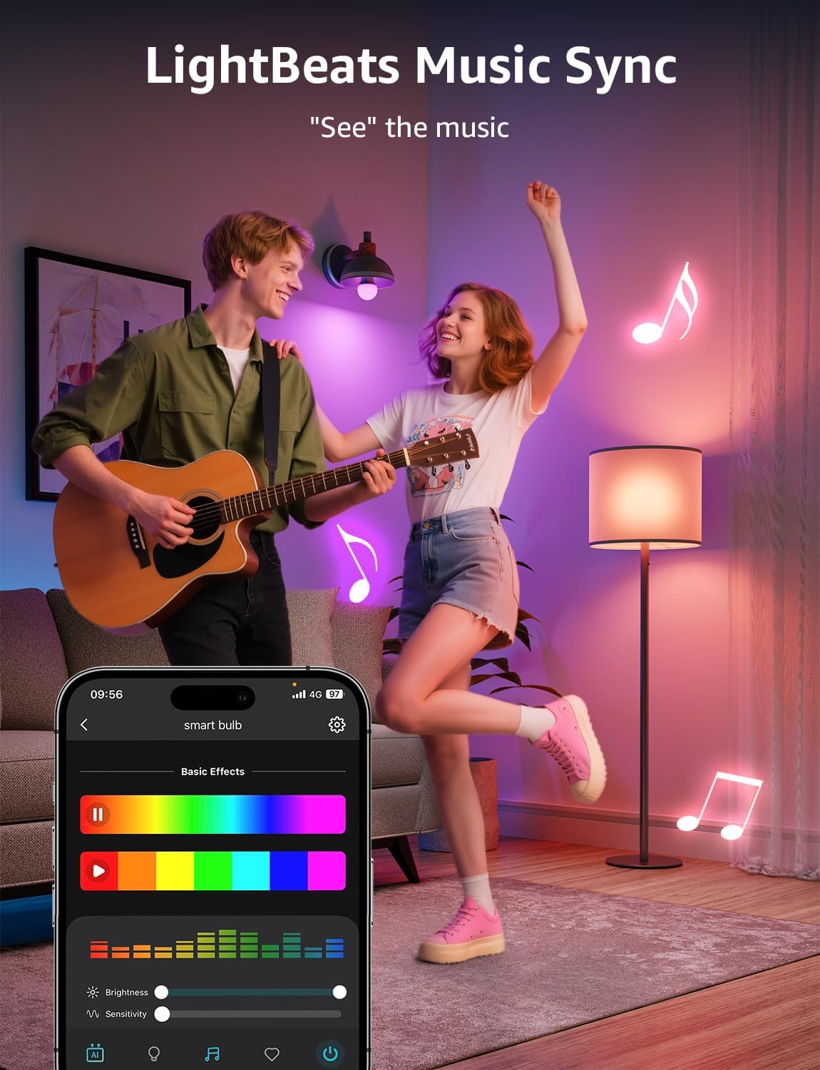 1521LM AI Smart RGB Light Bulb 12W 4 Pack