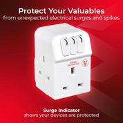 3-Socket Surge Protected Adaptor with Individual Switches – Safe Power Extension