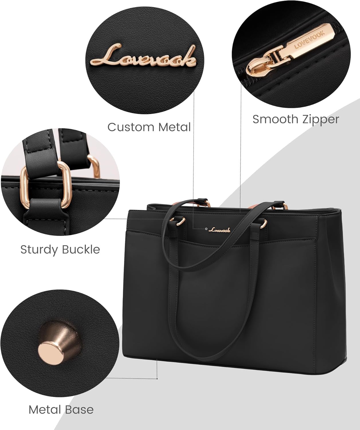 15.6" Waterproof Leather Tote Handbag – Professional Briefcase & Large Shopper Bag