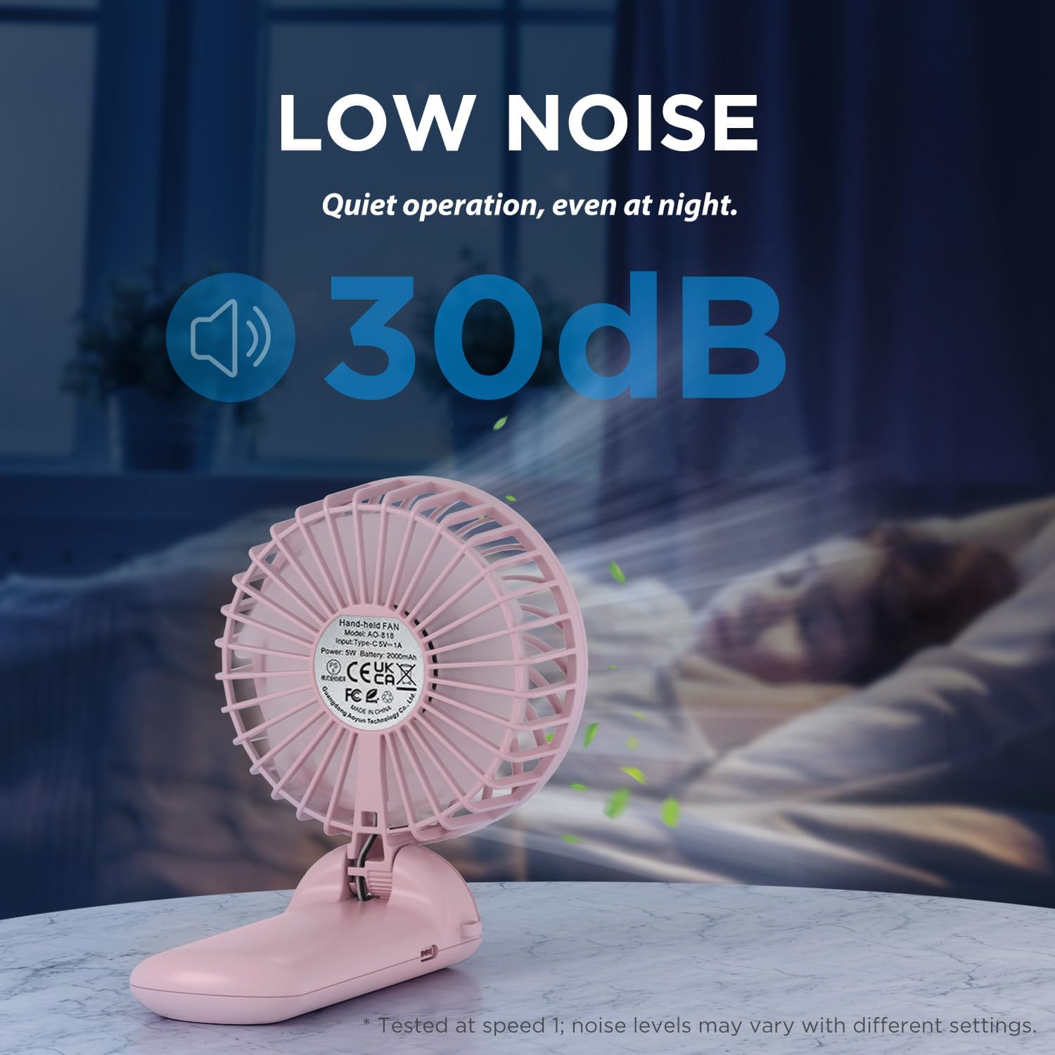 Portable Mini Handheld Fan - Rechargeable Neck Hanging Fans with 16-Hour Cooling, Personal Handy Fan 4-Speeds Foldable Pocket Fan for Summer Outdoor Travel Home Office - White