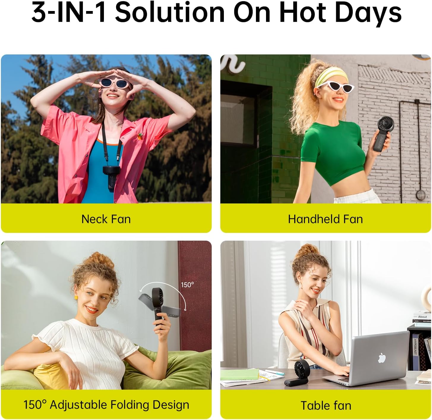 JISULIFE Handheld Fan Life7 – Ultimate Flexibility: High-Power Motor, LED Display, 5000mAh Rechargeable, 5-Speed, Foldable Design, 3-IN-1 Portable Hand/Desk/Neck Fan for Travel, Gift for Women (Black)