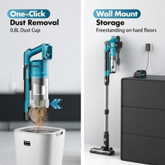 Cordless Vacuum Cleaner 700W 60KPA Stick Vacuum Blue with Dual Battery